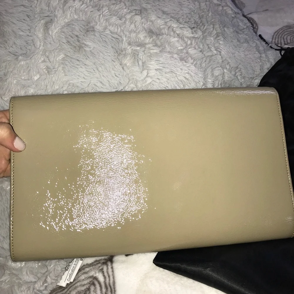 Yves Saint Laurent Beige Patent Leather Clutch